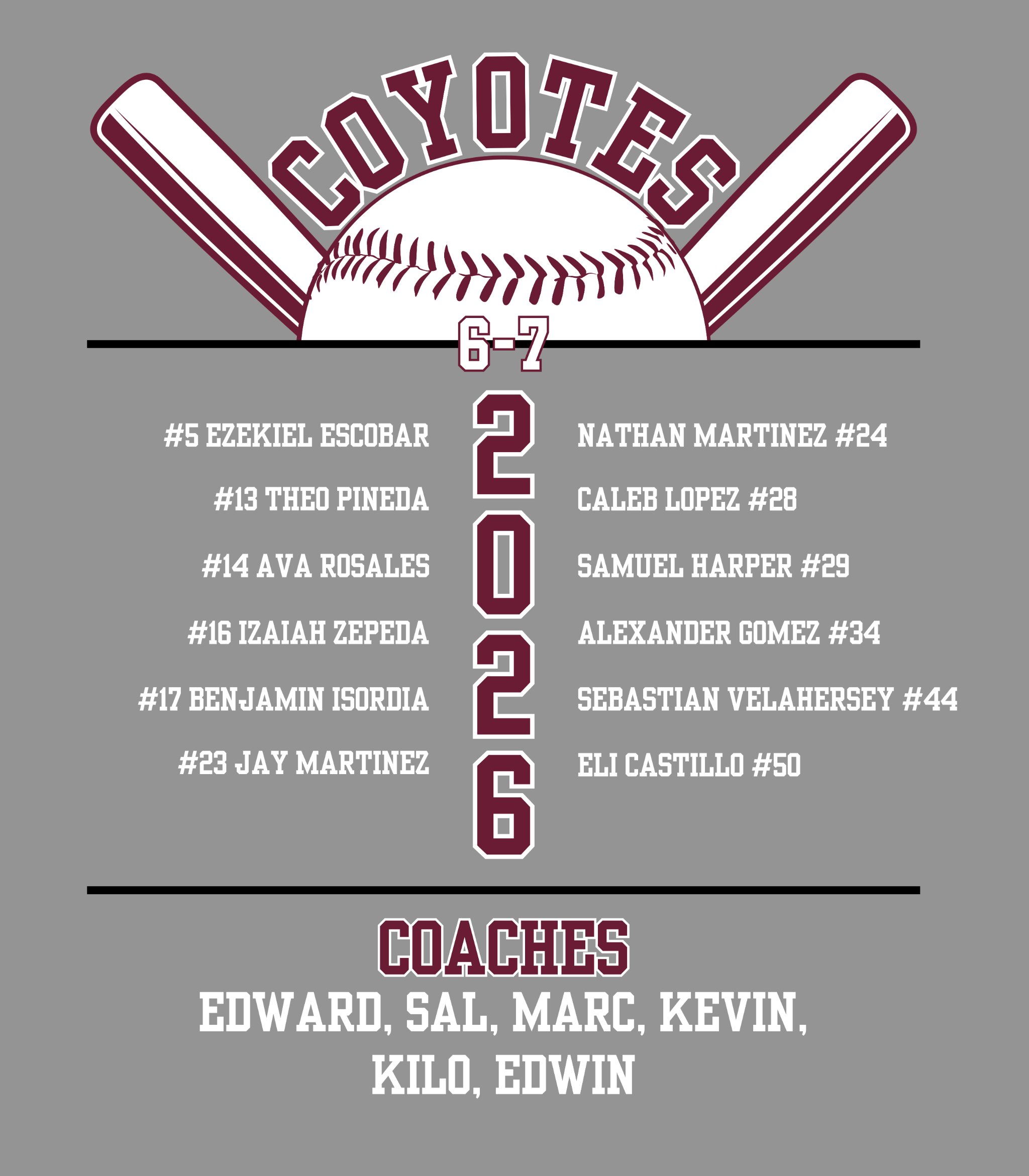 AV Coyotes 6–7U 2026 Roster Tee
